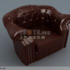 3d модель коричневого шкіряного сучасного дивана.