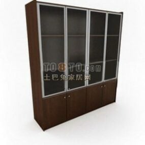 3д модель стеклянного фасада офисного деревянного шкафа