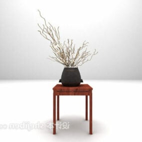 میز کنسول چوبی قهوه ای مدل سه بعدی