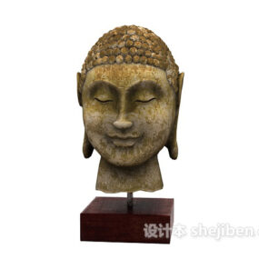 Vintage Buddha Head Sculpture 3d model