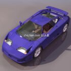Modelo 3d del coche deportivo Bugadie púrpura.
