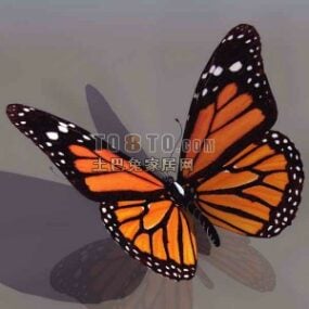Yellow Red Butterfly Animal 3d model
