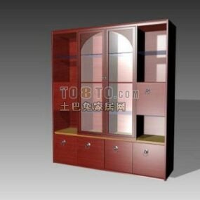 Modelo 3d de gabinete de madeira vermelha para móveis de gabinete