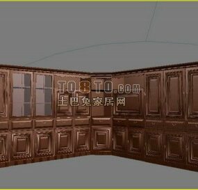 Armoire d'angle en bois marron modèle 3D
