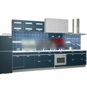 Blue Kitchen Cabinet 3d model