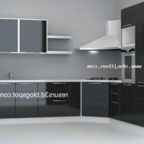 Black Cabinet Kitchen Furniture 3d model