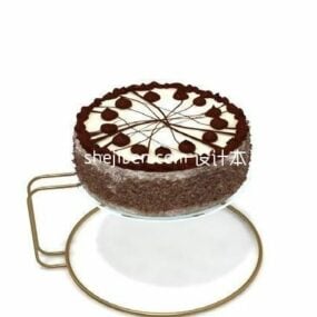 3д модель чашки торта на подносе