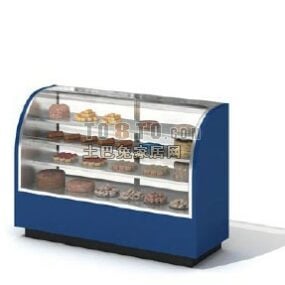 Modelo 3d de exposição de supermercado de armário de bolo de vidro