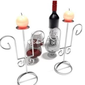 Candlestick Holder With Wine Glass 3d model