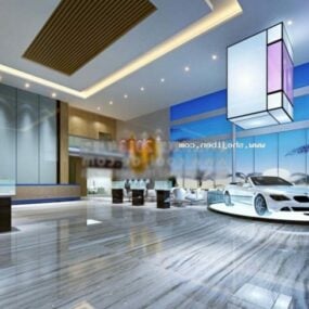 Car Display Showroom Interior Scene 3D-malli