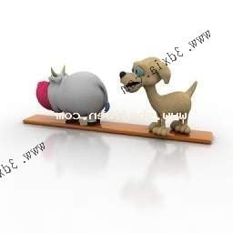 Tegneserie hund og gris 3d-modell