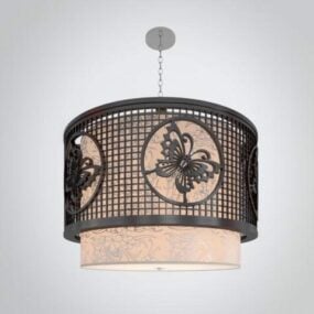 Válcová vyřezávaná stropní lampa Lustr 3D model