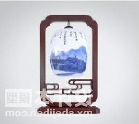 Seramik Gölge Çin Zemin Lambası Mobilya 3d modeli