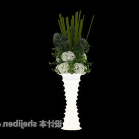 Vaso de cerâmica com planta em vaso Modelo 3D