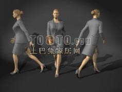 Character Business Woman In Grey Suit 3d model