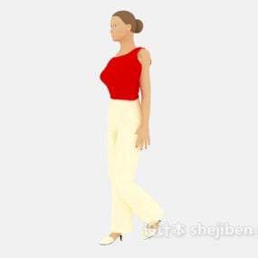 女性の歩くキャラクター3Dモデル