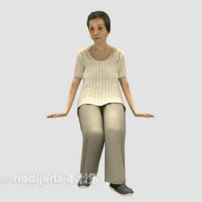 Mujer personaje sentado modelo 3d