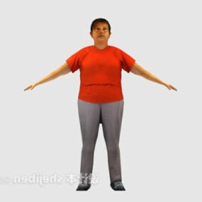 Karakter staande vrouw T pose 3D-model