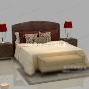 Conjunto de cama de casal chique modelo 3d
