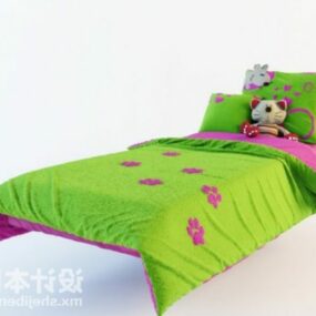 Modelo 3d de cama individual para niños realistas