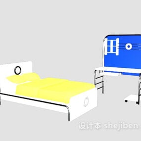 Manželská postel s matrací a polštářem 3D model
