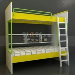Etagenbett für Kinder mit Leiter und Treppe, 3D-Modell
