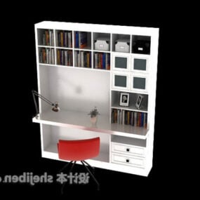 White Cabinet Work Table Furniture 3d model