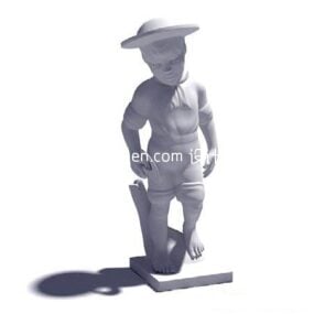 어린이 캐릭터 정원 동상 3d 모델