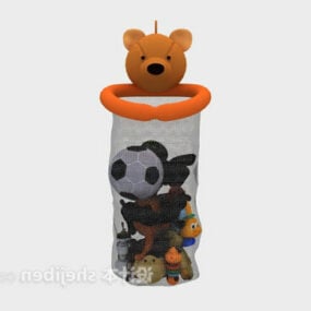 Children Toy Basket With Stuffed Animal 3d model