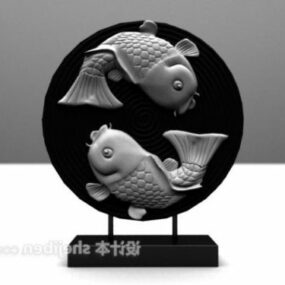 Mô hình trang trí đĩa cá chép 3d