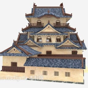 مبنى القصر الياباني القديم نموذج ثلاثي الأبعاد