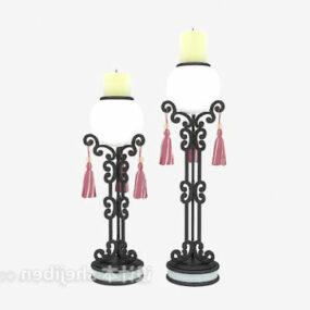 Chinese Style Black Candlestick 3d model