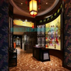 Chinese Interior With Chandelier Scene 3d model