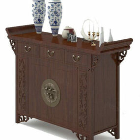 Chinese Wood Antique Entrance Cabinet 3d model