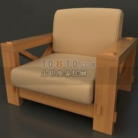 Massief houten bank fauteuil bekleding 3D-model