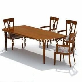 Chinese Dinning Table And Chairs Set 3d model