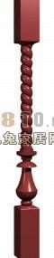 العمود الصيني الخشبي المنحوت نموذج ثلاثي الأبعاد