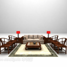 Modelo 3d de carpete de cadeira de sofá combinado chinês