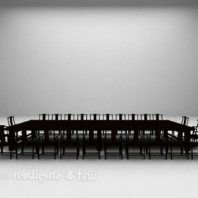 Chinese Large Conference Table Chairs Set 3d model
