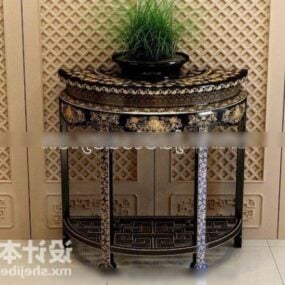 Chinesischer Konsolentisch aus braunem Holz, 3D-Modell