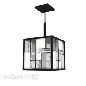 Chinese Glass Square Chandelier 3d model