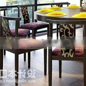 Hotel Round Table With Chair 3d model