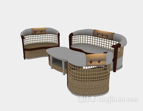 Chinese Casual Rattan Table And Chair