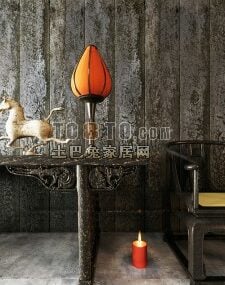 Antique Table With Candlestick Asset 3d model