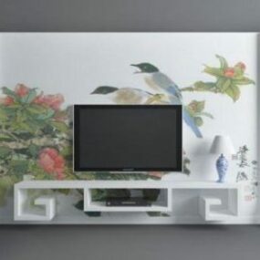 Chinese Painting Tv Wall 3d model