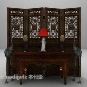 Chinese Partition Screen With Console Table 3d model