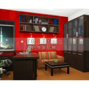 Chinese Study Room With Shelf And Table 3d model