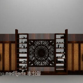 Chinese Wooden Showcase Set 3d model