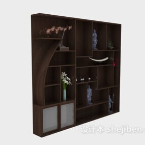 3д модель бокового шкафа с китайским декором