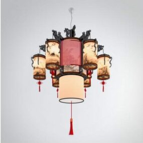 Chinese Six Shade Chandelier 3d model